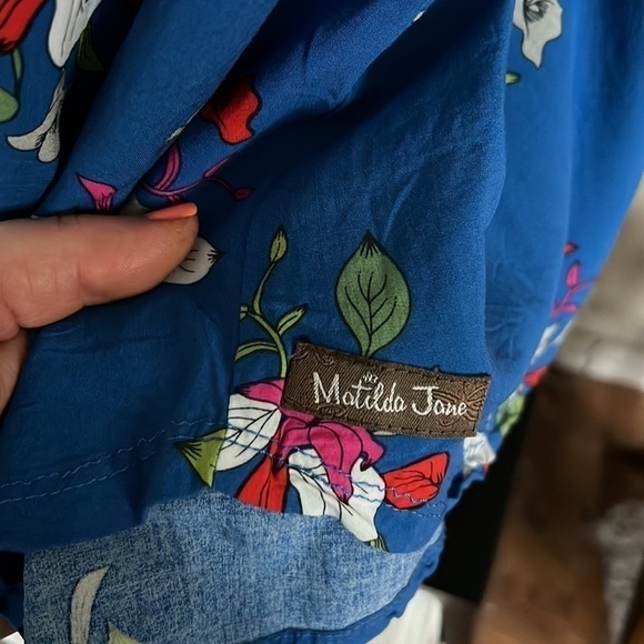 MATILDA JANE Perfectly Polished Royal Blue Floral Sundress, Size Medium, GUC. - Picture 3 of 7